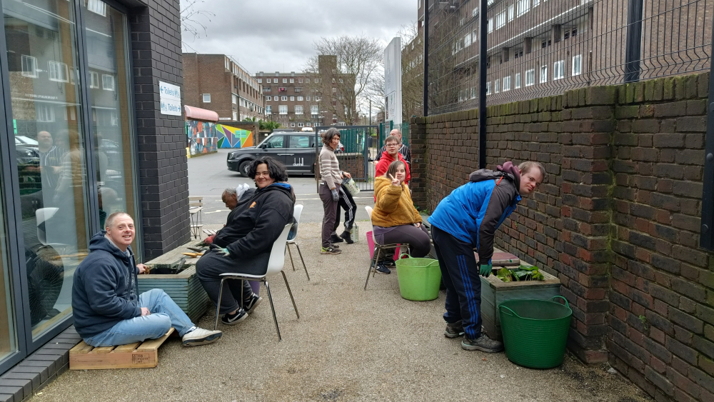 Students working