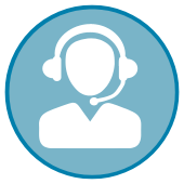 Icon of a person working on a helpdesk