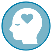 Icon of a head with a heart inside, denoting wellbeing