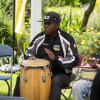 Playing drums at the party