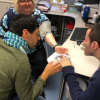 Students learning about blood pressure and health checks